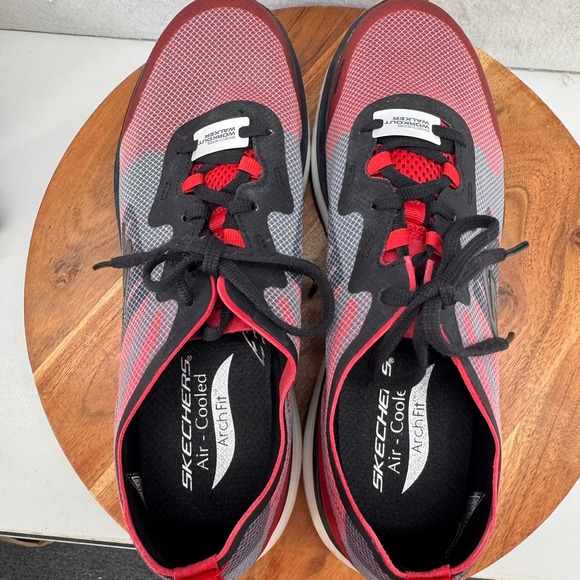 Skechers Workout Walker Arch Fit‎ Running Shoes Comfort Red Black Mens 10.5 - Picture 4 of 10